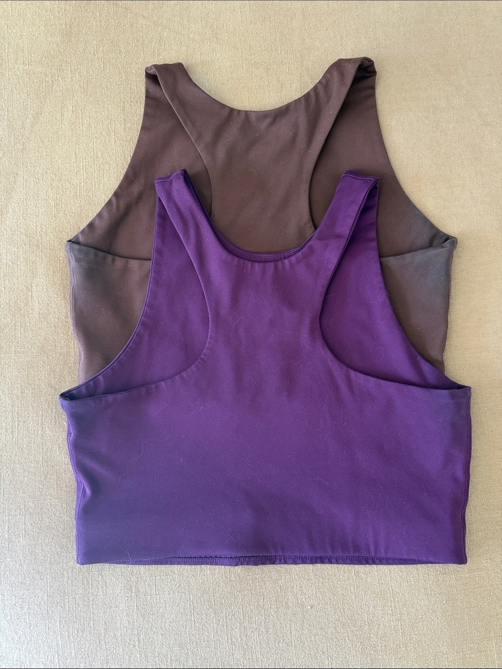 girlfriend collective Plum and Brown Dylan Crops - Picture 2 of 5